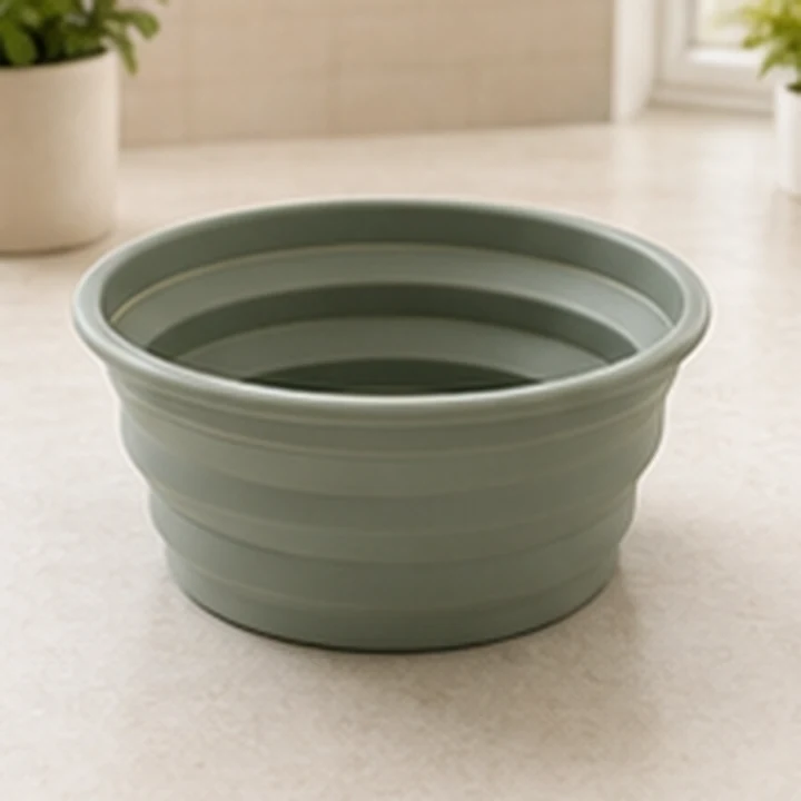 A collapsible travel water bowl for dogs.