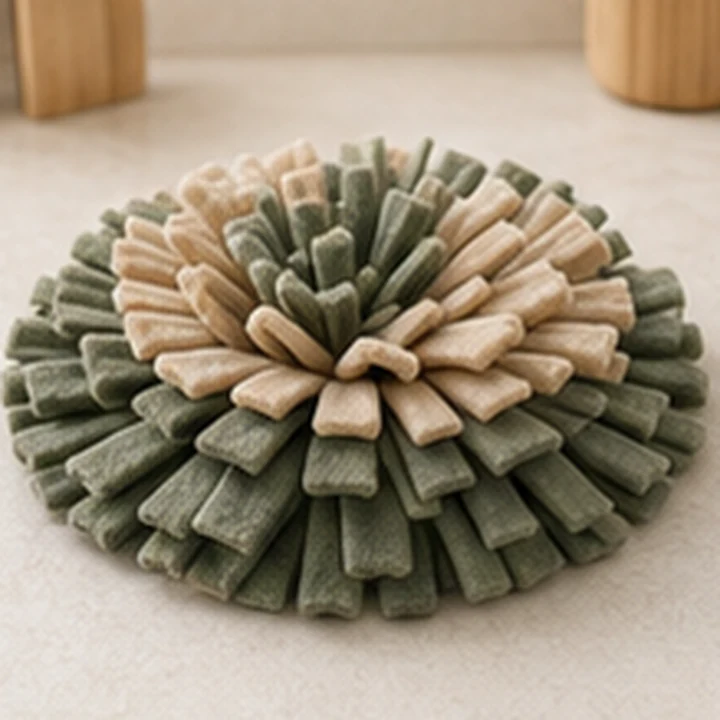 A soft snuffle mat for hiding dog treats.