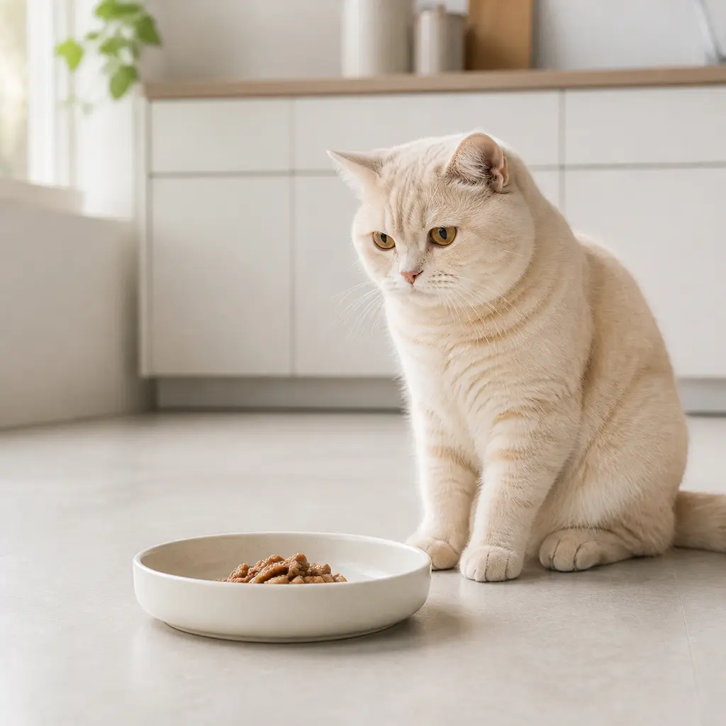 Wide shallow cat food bowl