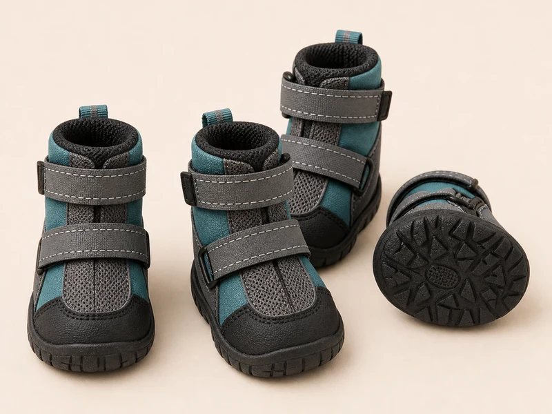 A set of dog boots for paw protection.