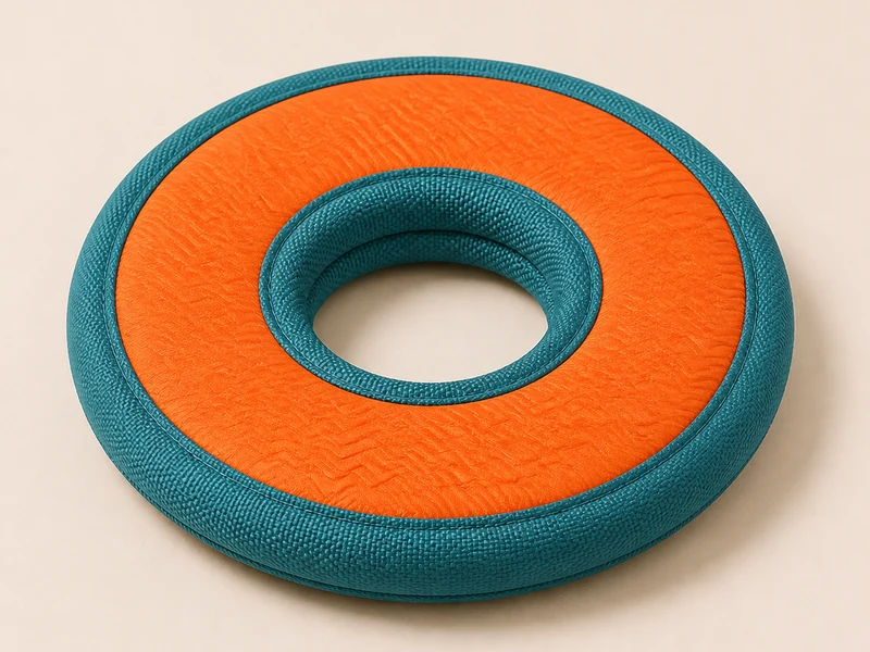 A floating dog toy for supervised water play.