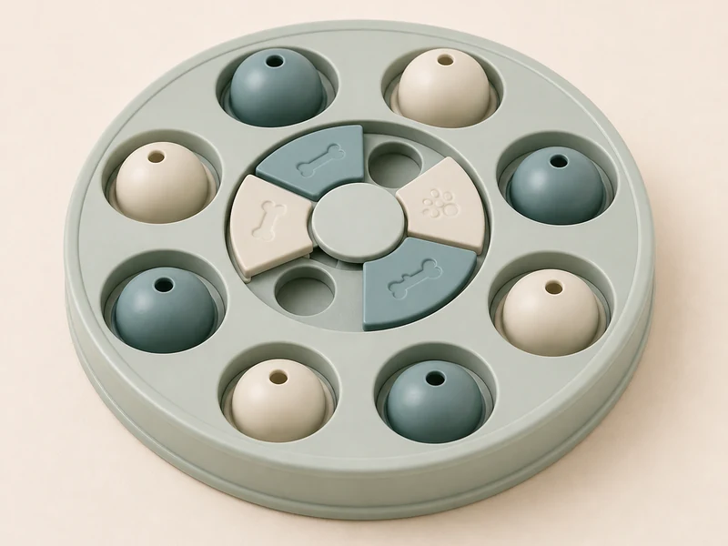 Muffin tin puzzle toy for a dog enrichment game.