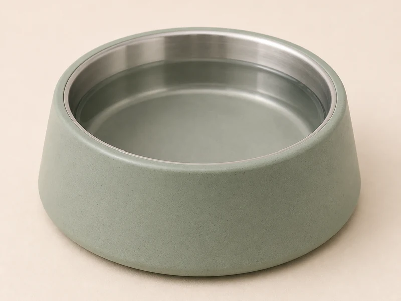 A sturdy outdoor water bowl for dogs.