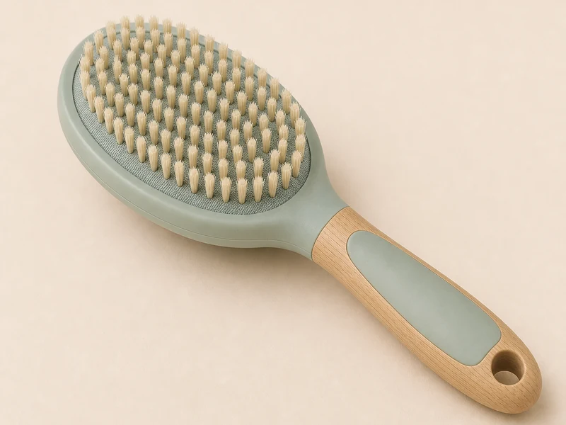 A soft dog grooming brush.