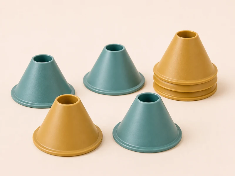 Small training cones for dog practice games.