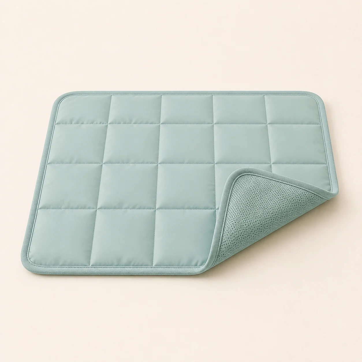 Cooling mat for a warm dog rest area.