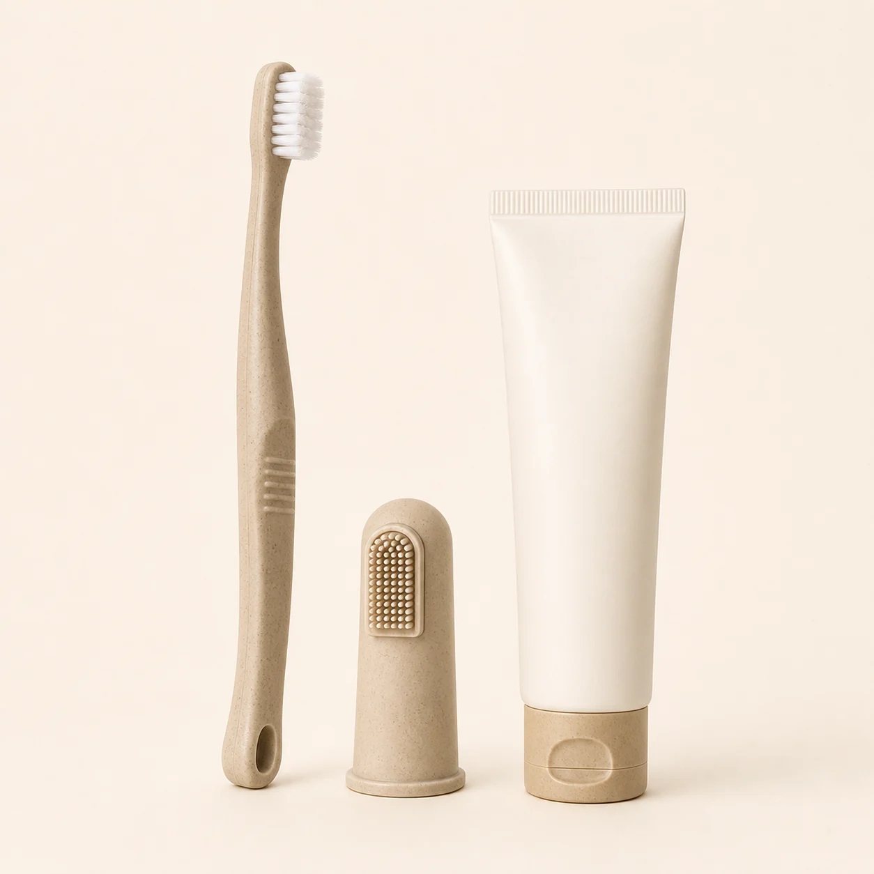 Dog toothbrush kit for home dental care.