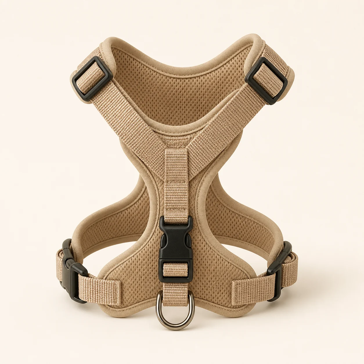 Front clip dog harness for walks.
