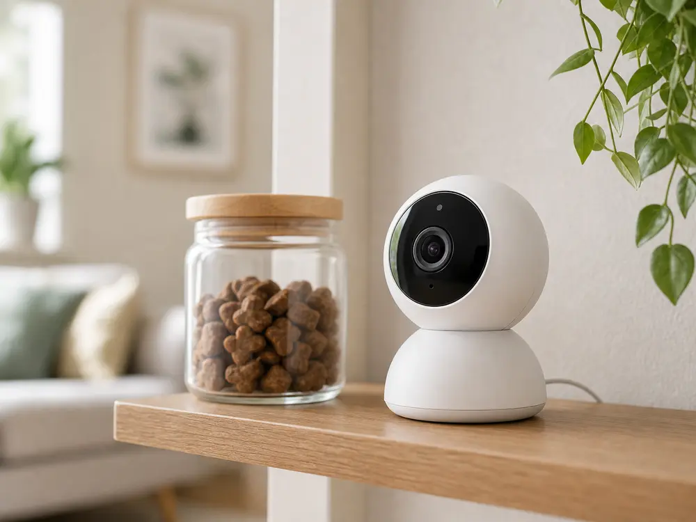 Pet camera for checking puppy crate practice