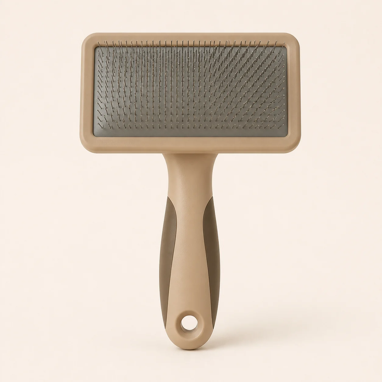 Slicker brush for routine dog grooming.