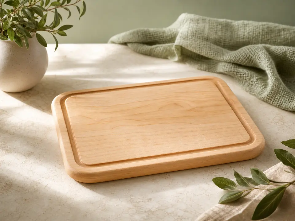 Small maple food-prep cutting board with rounded corners