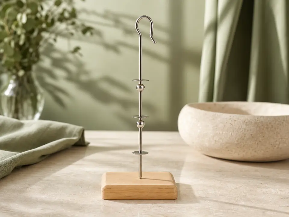 Stainless steel companion-bird food skewer with a secure hanging hook