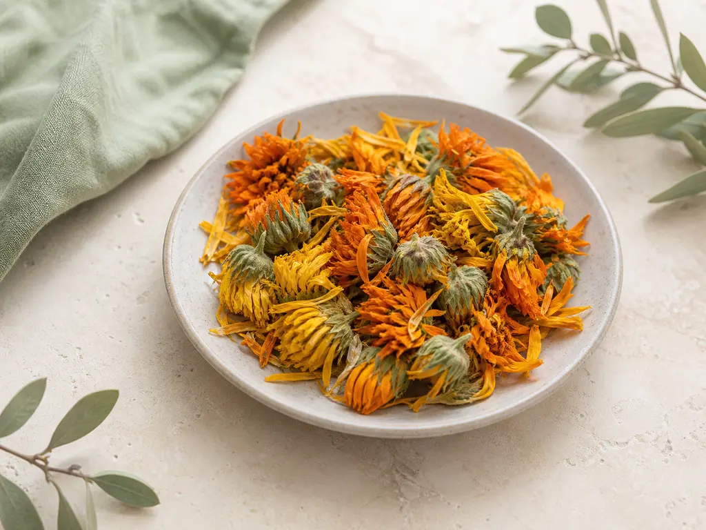 Calendula Flowers prepared for a companion bird food-safety check