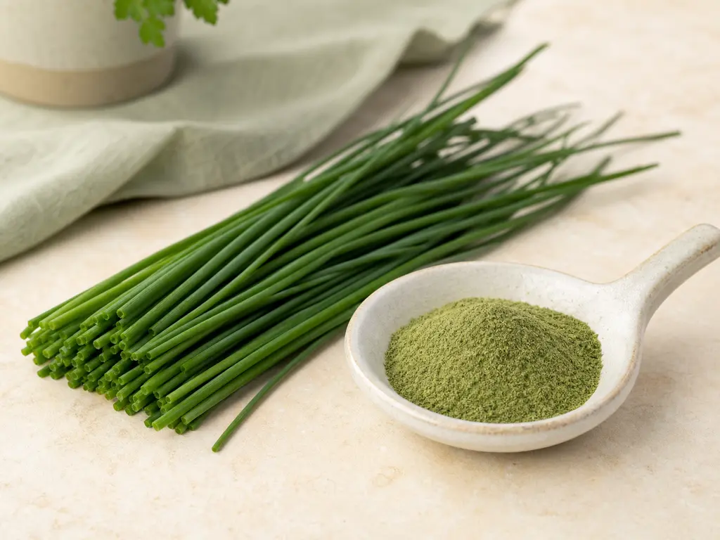 Chive Powder prepared for a companion bird food-safety check