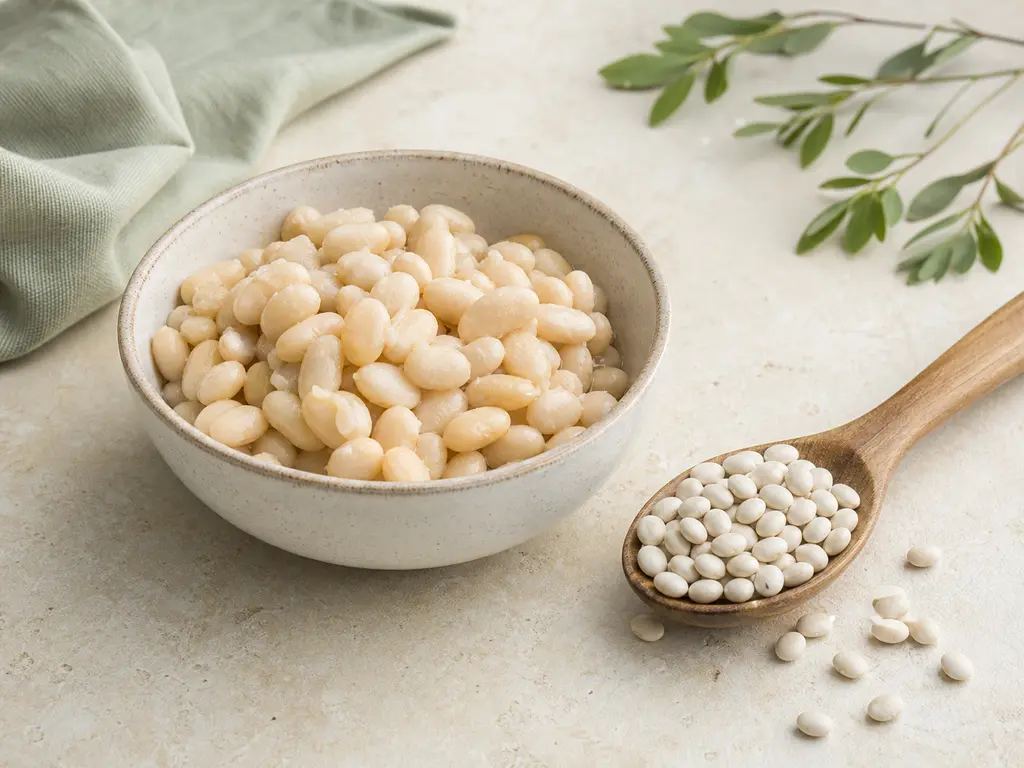 Cooked Navy Beans prepared for a companion bird food-safety check