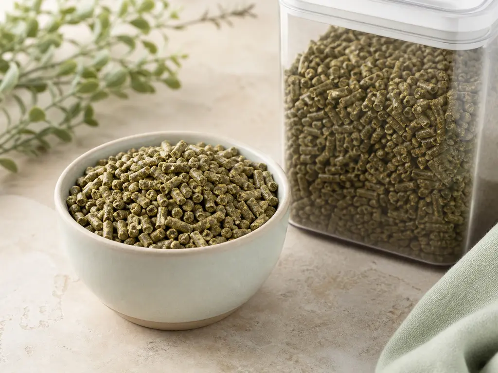 Guinea Pig Pellets prepared for a companion bird food-safety check