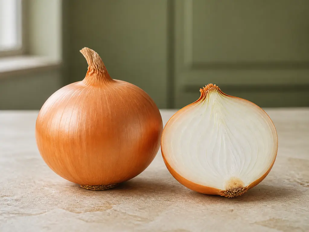 Whole, halved, sliced, and powdered onion arranged for a bird food-safety check