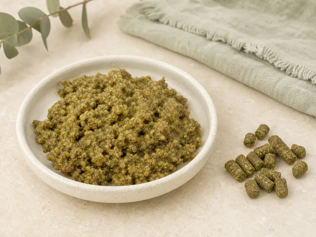 Pellet Mash prepared for a companion bird food-safety check