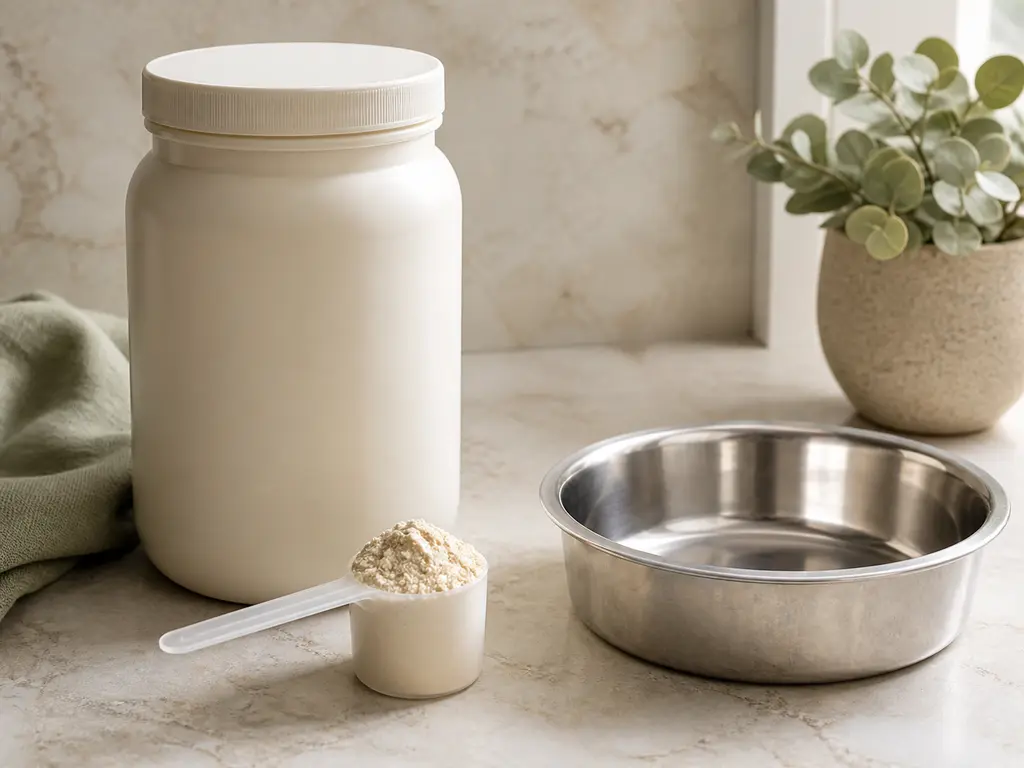 Protein Powder prepared for a companion bird food-safety check