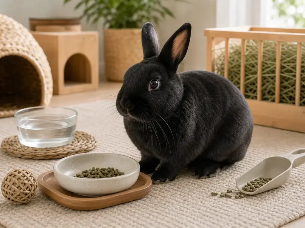 Rabbit Pellets prepared for a companion bird food-safety check