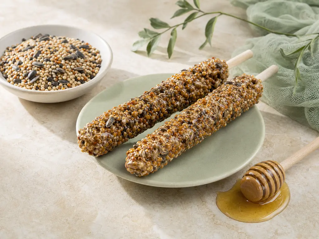 Seed Sticks With Honey prepared for a companion bird food-safety check