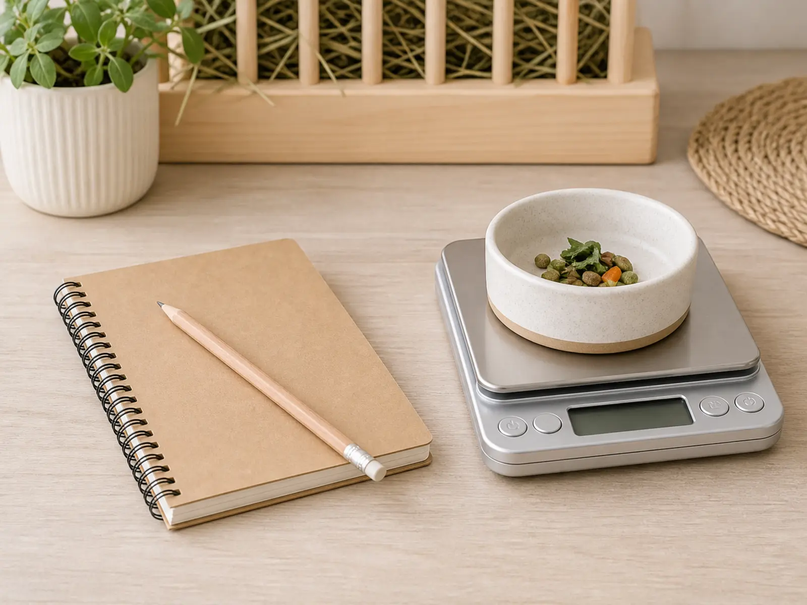 Small pet emergency notebook beside a pen