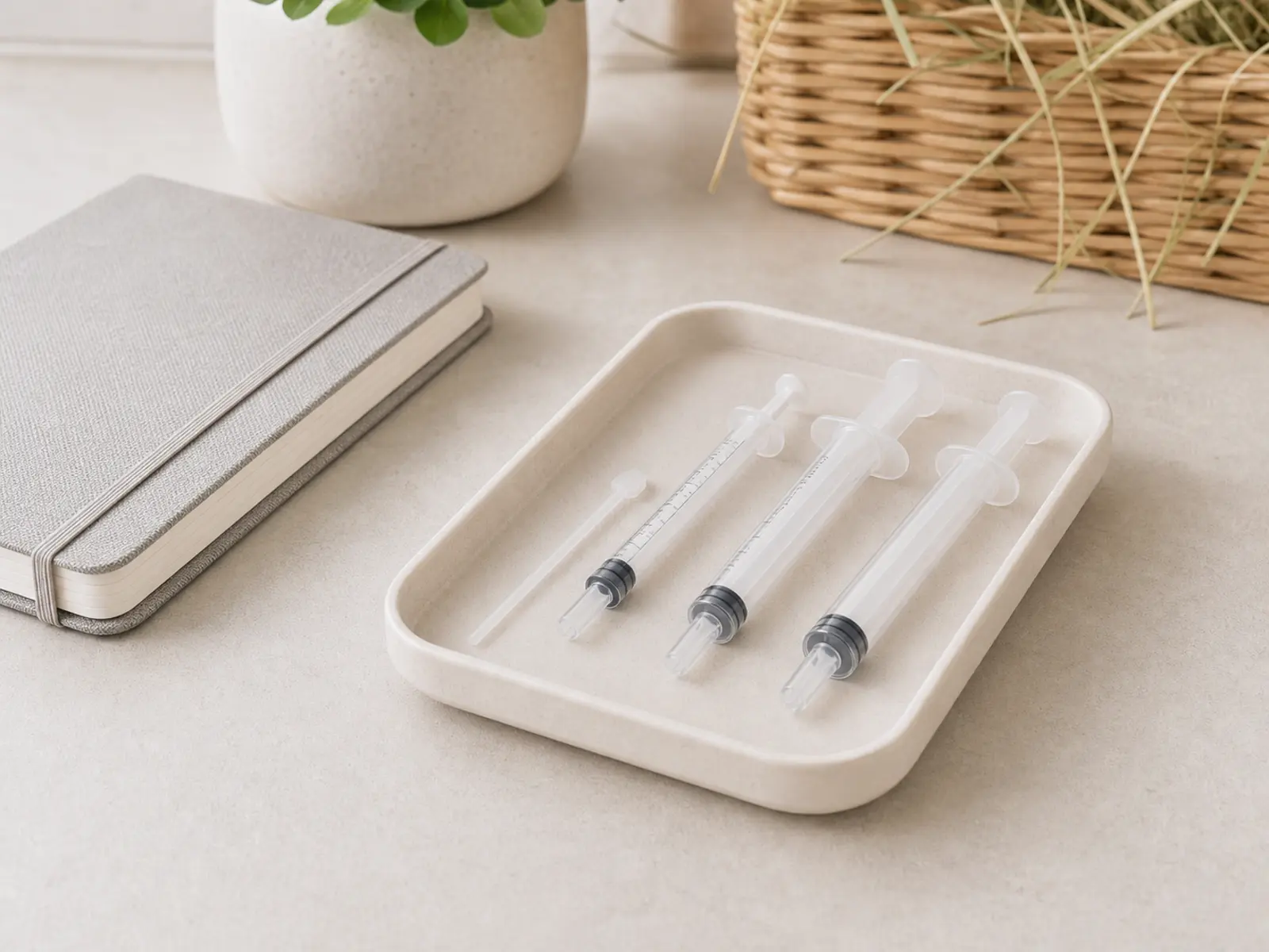 Oral syringe set for veterinarian-directed cat care
