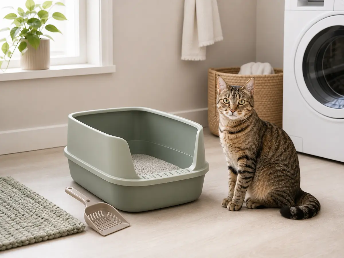 Open litter box setup with clear access.
