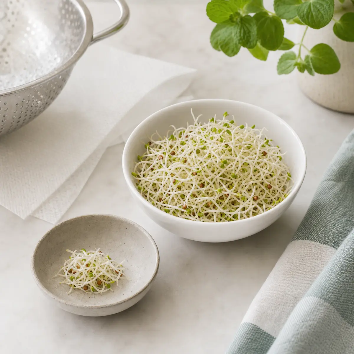 Alfalfa sprouts prepared for a cat food safety check