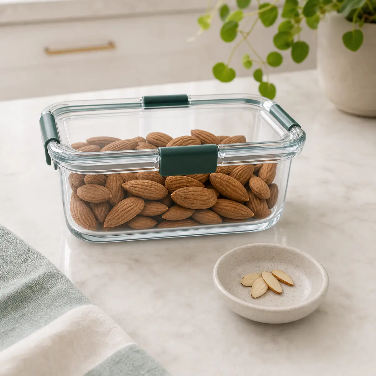 Almond sliver portion for a cat food safety check