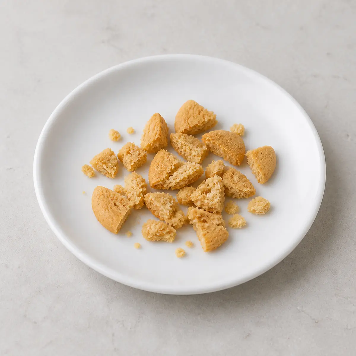 Broken plain cookie pieces on a plate