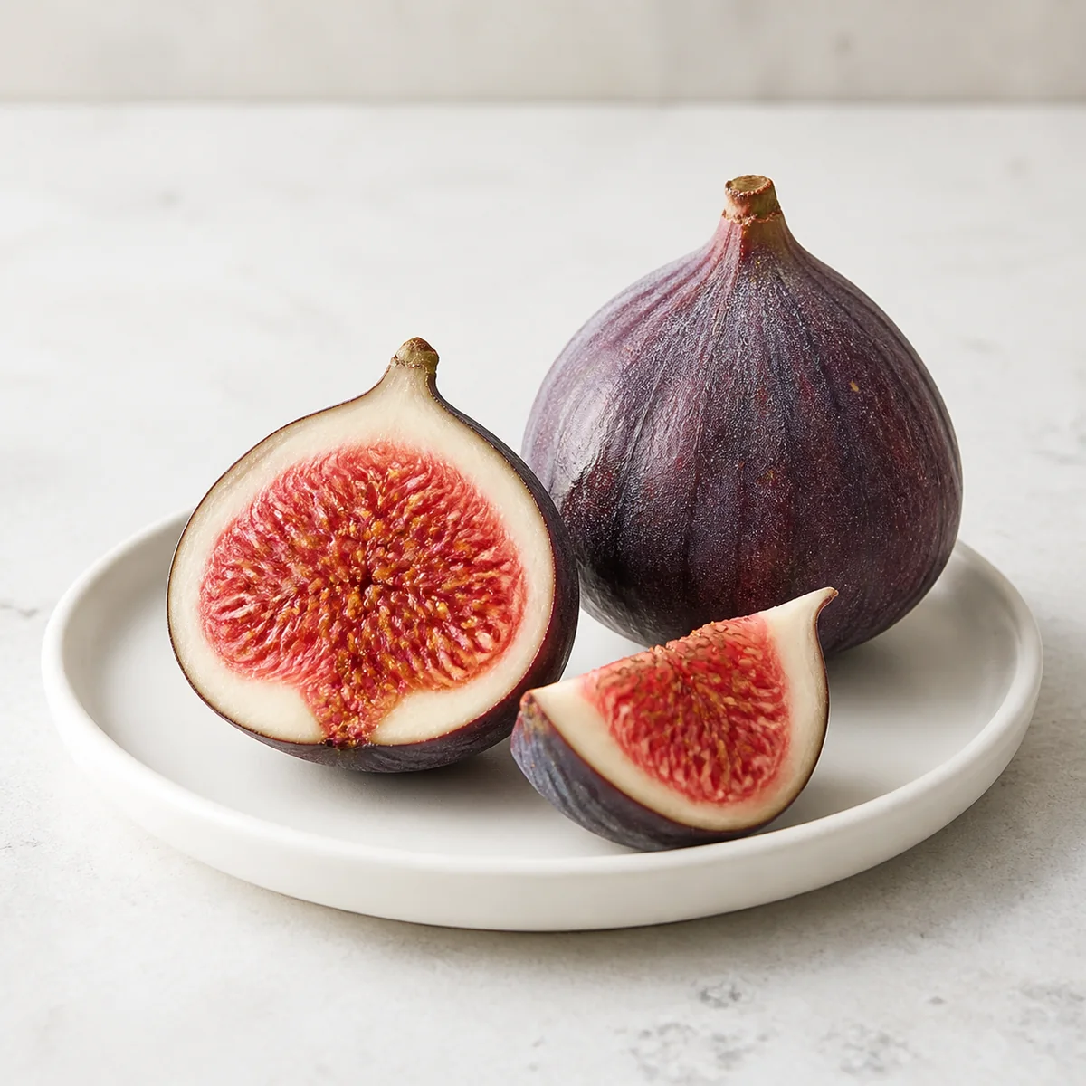 Fresh figs with one tiny plain wedge