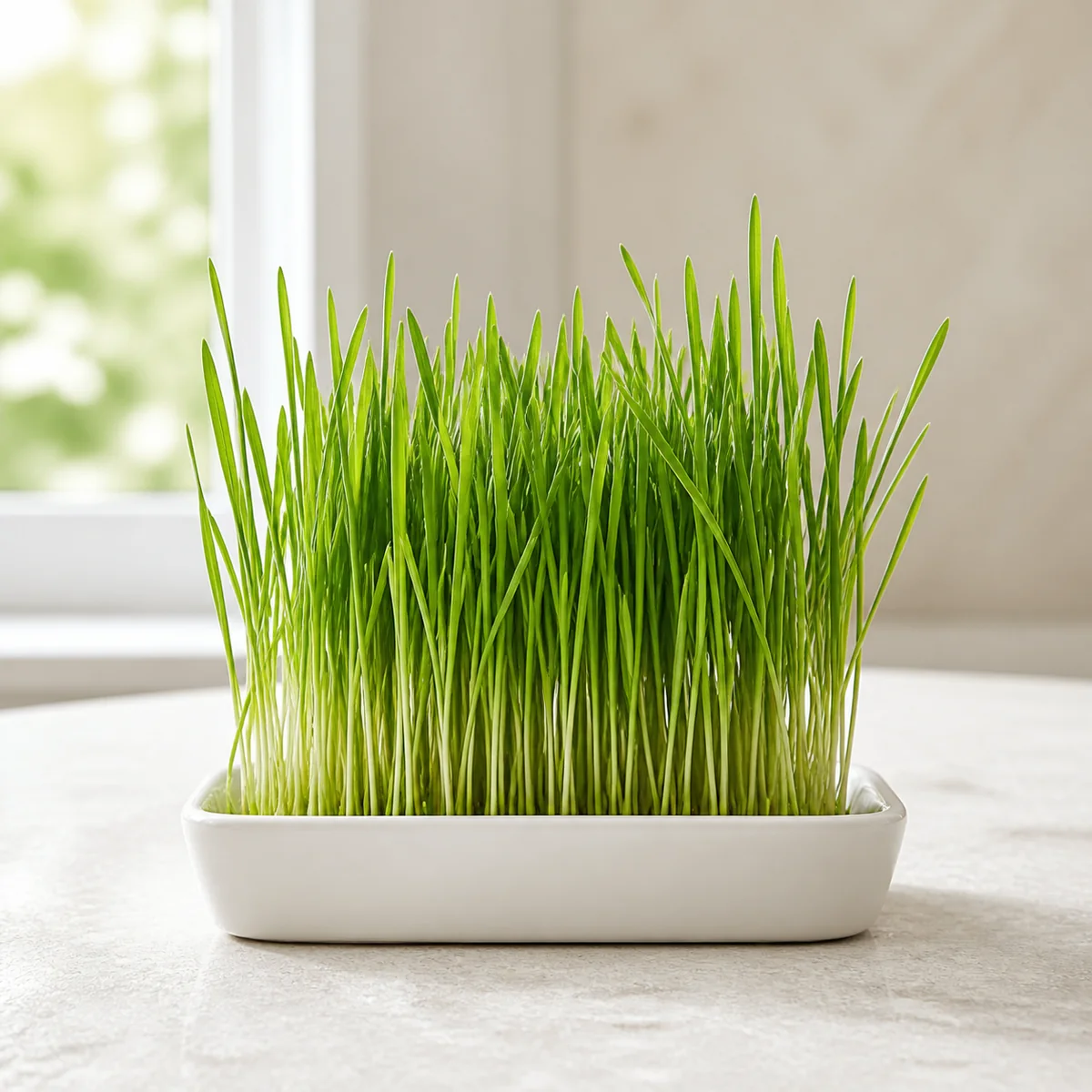 Tray of clean fresh cat grass