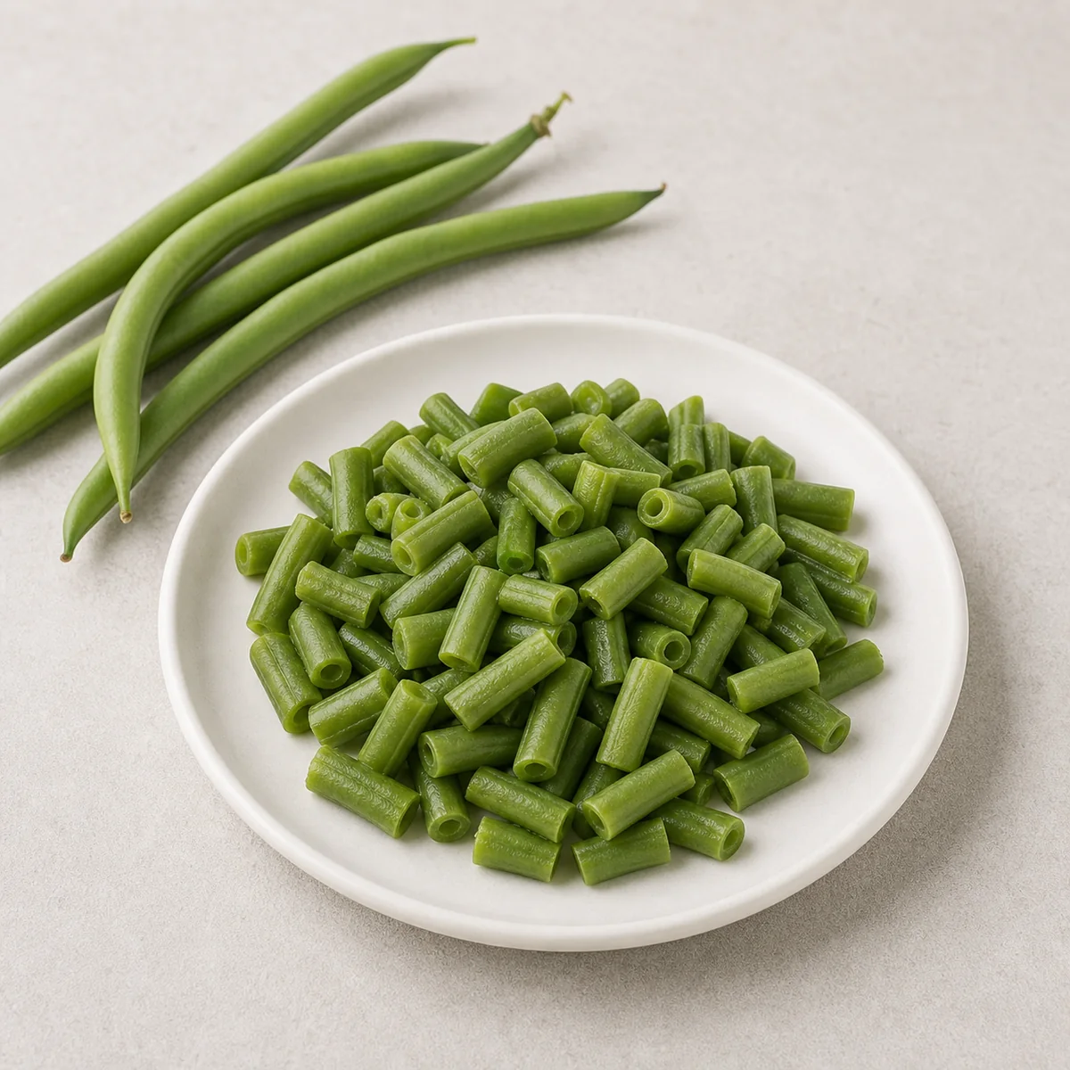 Plain cooked green beans cut into tiny pieces