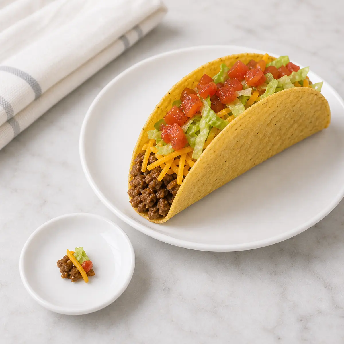 Taco beside an empty cat treat saucer