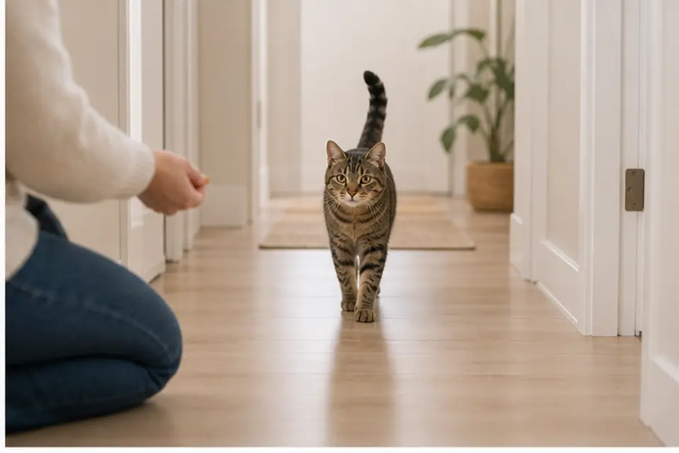 Cat Recall Training guide scene 2