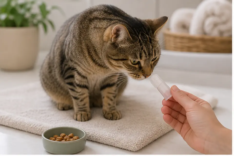 Cat Tooth Brushing Start guide scene 1