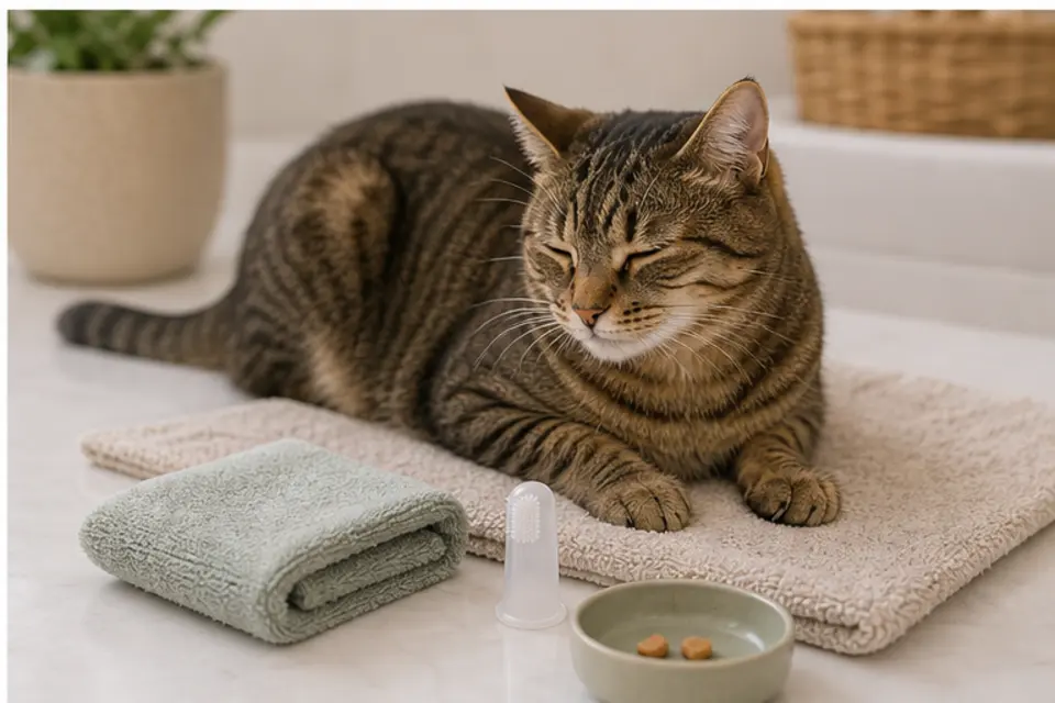 Cat Tooth Brushing Start guide scene 4
