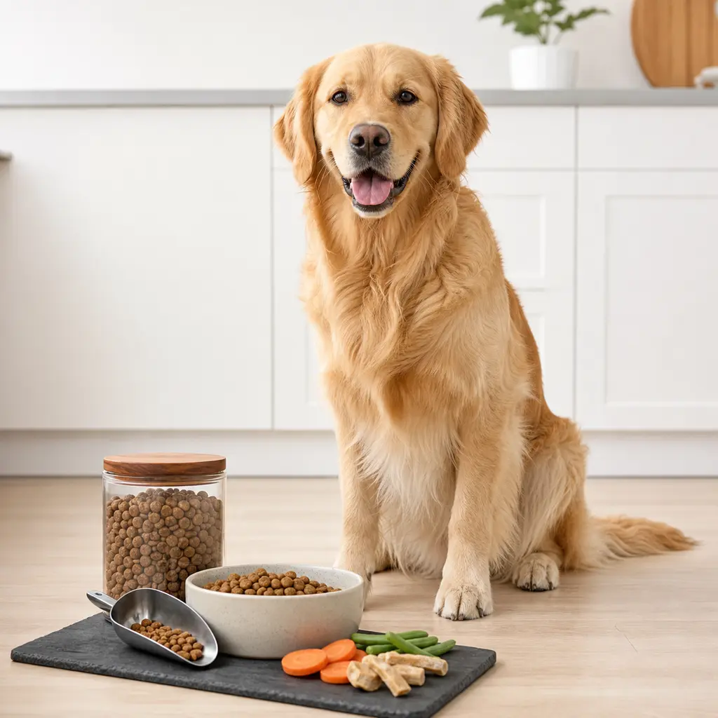 Dog food safety setup at home.