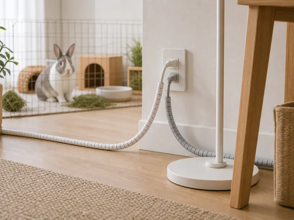 Cord protectors for a rabbit home