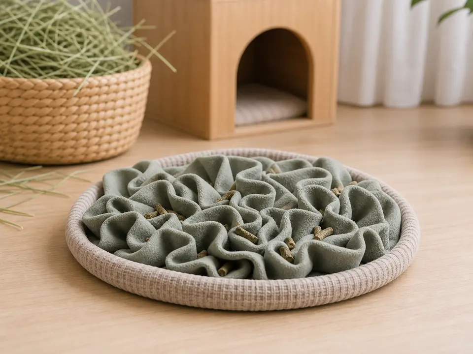 Foraging mat for a rabbit home