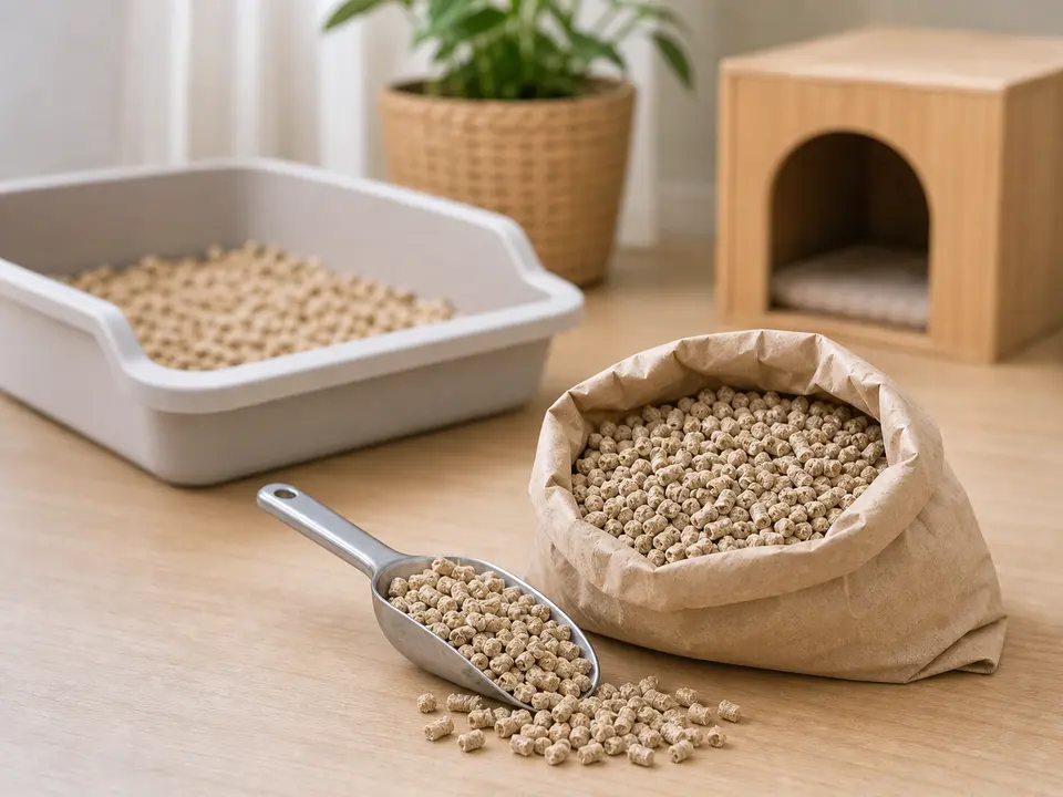Paper-based litter for a rabbit home