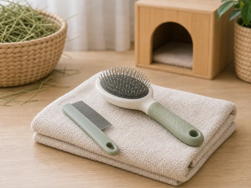 Soft grooming brush for a rabbit home