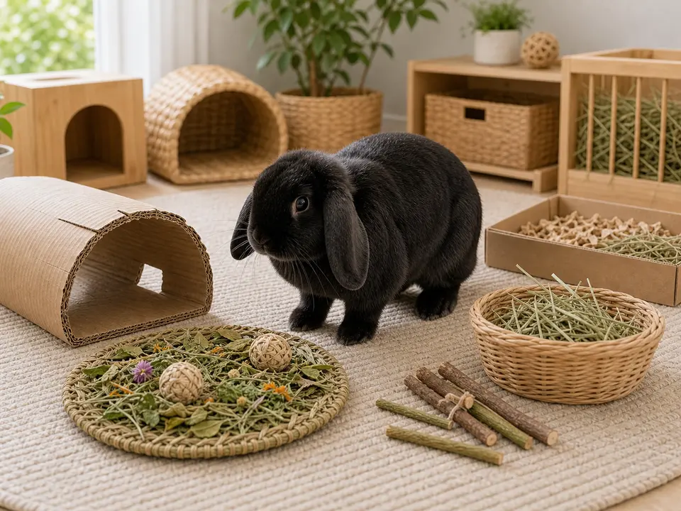 Rabbit hay enrichment with easy access