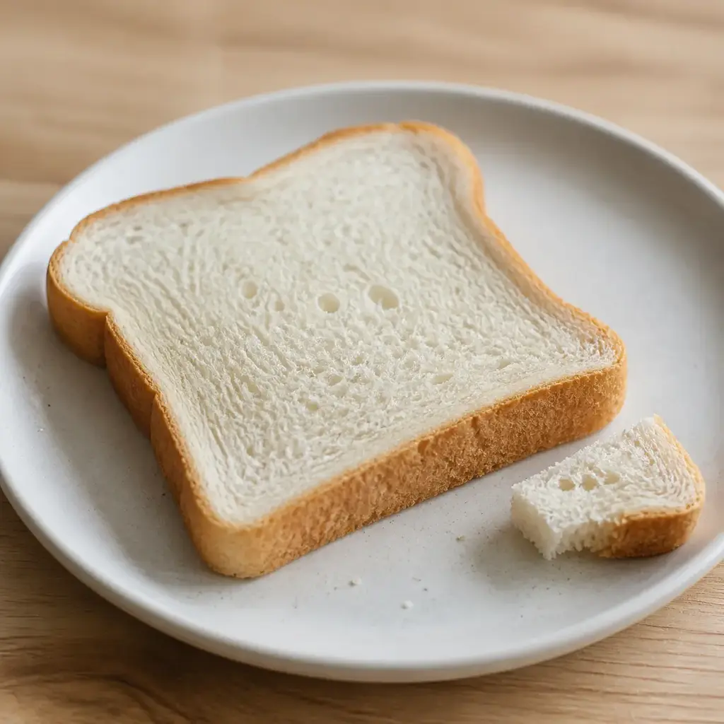 Plain bread on a clean unbranded surface for a reptile food-safety check.