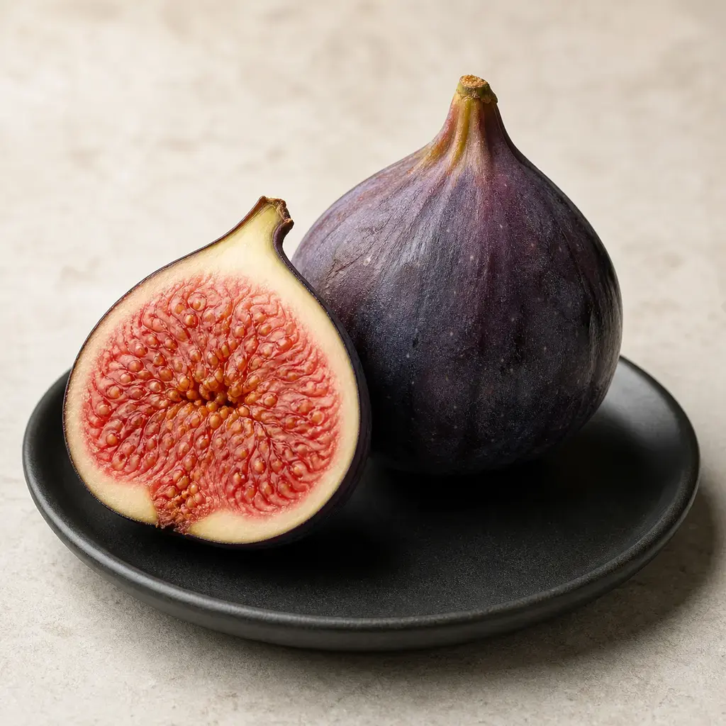 Plain fig on a clean unbranded surface for a reptile food-safety check.