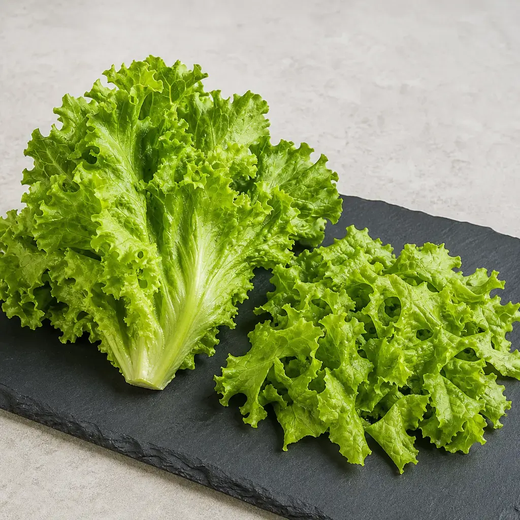 Plain green leaf lettuce on a clean unbranded surface for a reptile food-safety check.