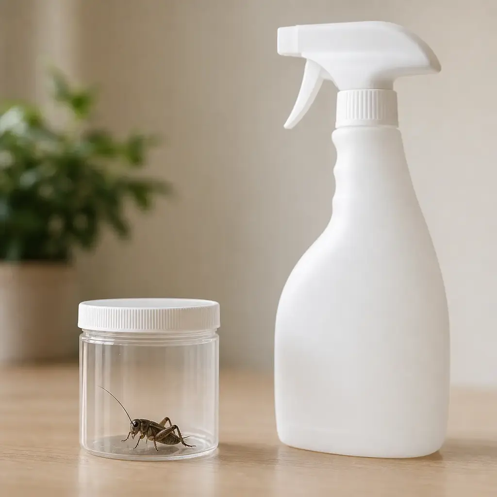 Plain pesticide-exposed bugs on a clean unbranded surface for a reptile food-safety check.
