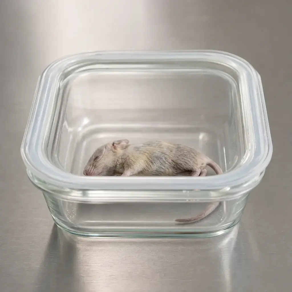 Plain spoiled prey on a clean unbranded surface for a reptile food-safety check.