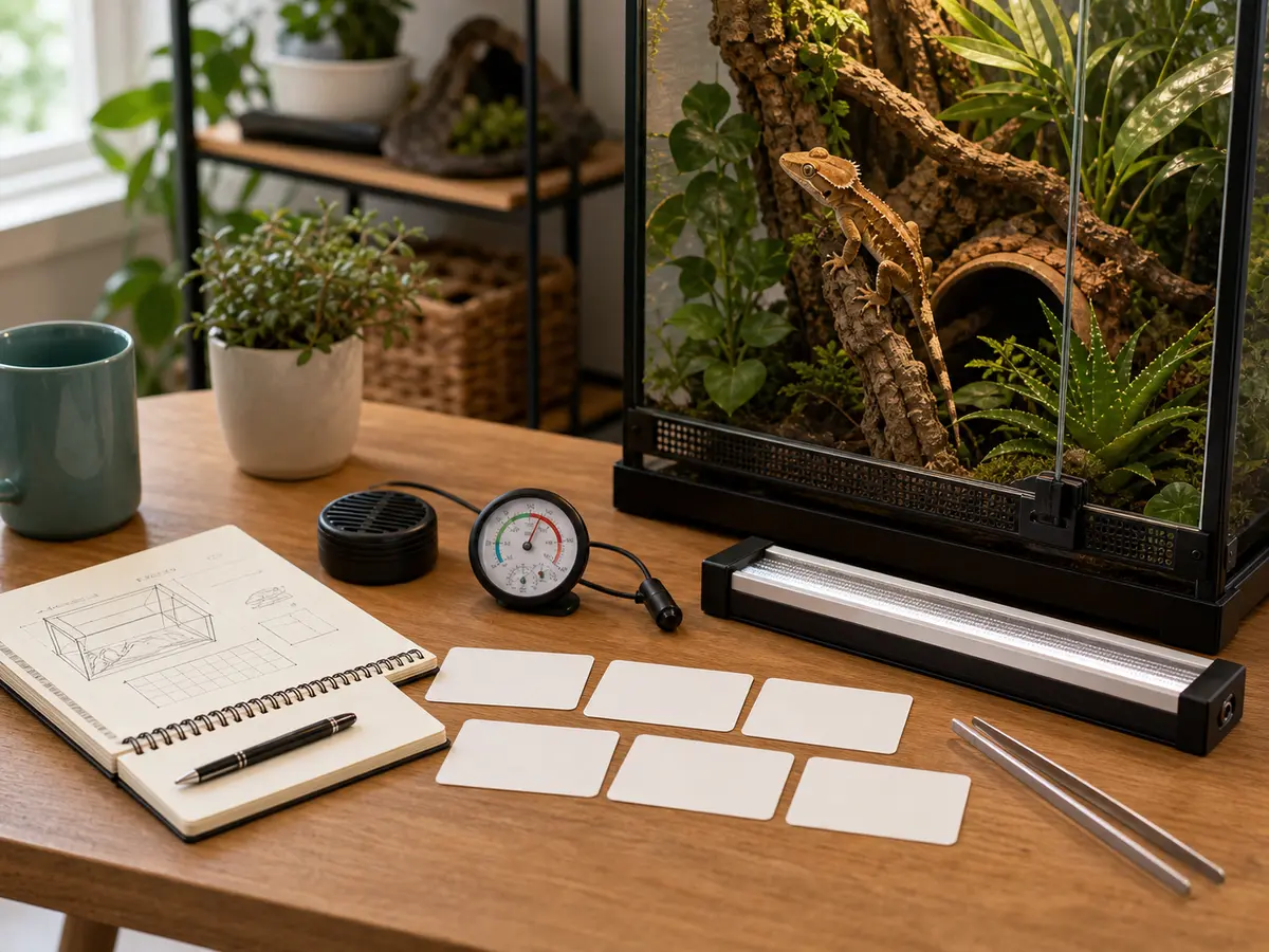 Reptile match quiz planning setup with habitat options, checklist, and care tools.